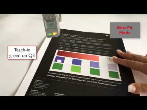 Demonstratie van testkaarten - Kleurensensor FT 55-CM - SensoPart