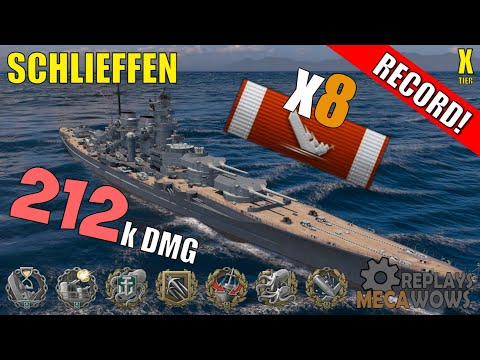 Schlieffen 8 Kills & 212k Damage | World of Warships Gameplay
