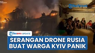 Sembunyi di Bunker, Warga Ukraina Ketakutan saat Drone Rusia Hantam Kota Kyiv hingga Terbakar