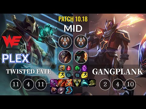 WE Plex Twisted Fate vs Gangplank Mid - KR Patch 10.18
