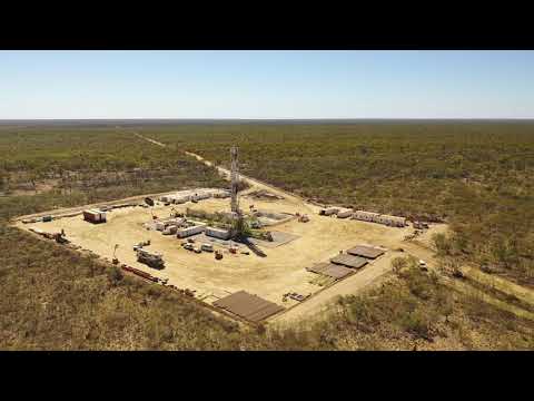 Aerial view of NDG 405 rigging up at the Adoxa 1 well