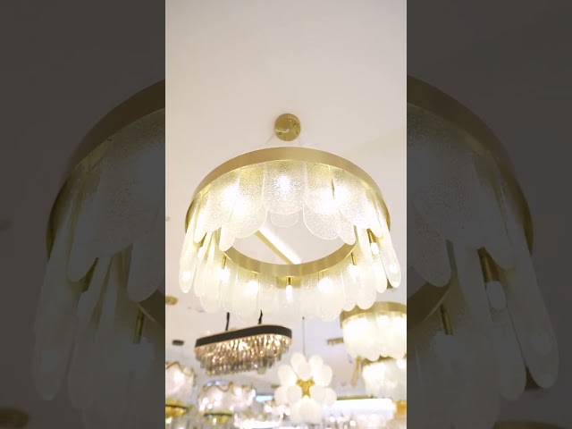 ثريا مودرن ذهبي بزجاج بيضاوي قطر 60 سم