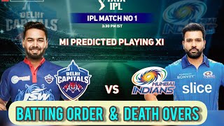 MI💙💙DC Batting order| main Bowlers  today dream11 team of today match malayalam dream11 team tamil