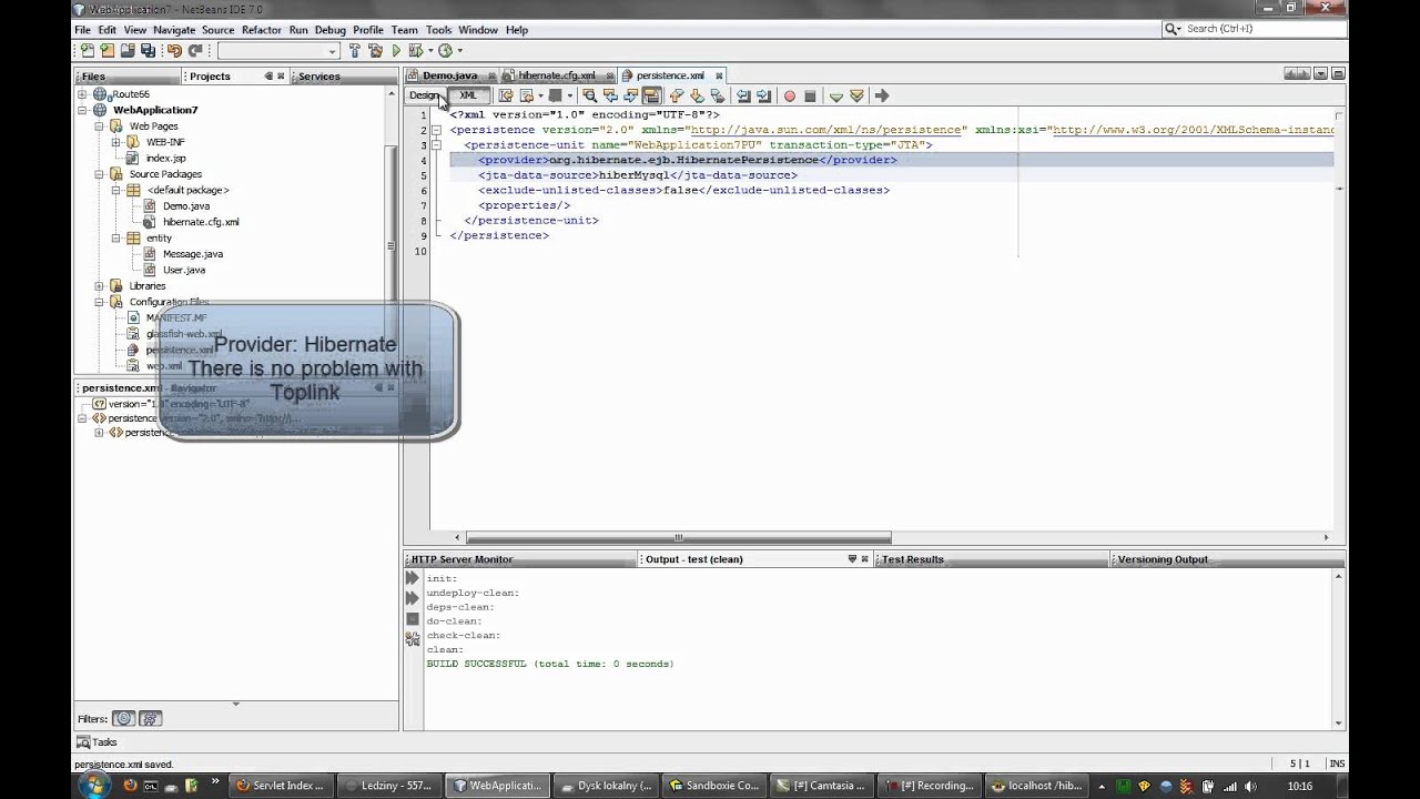 Problem with Netbeans 7, Hibernate JPA Provider and Glassfish 3.1