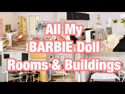 All My Barbie Doll Rooms & Buildings Review!! Handmade