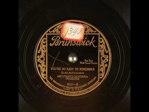 You're so Easy to Remember  Abe Lyman's California Orchestra 1927