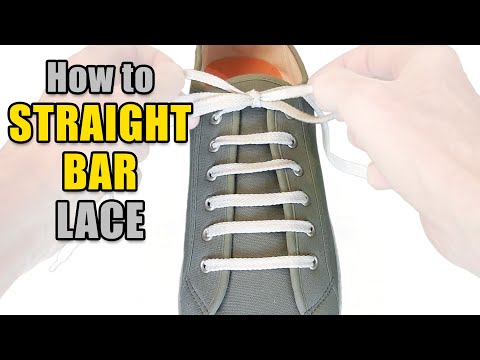 Part of a video titled Straight Bar Lacing Tutorial – Professor Shoelace - YouTube