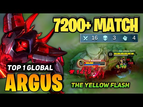 7200+ MATCH! Argus Brutal Gameplay [ Top 1 Global Argus Best Build ] the yellow flash - MLBB