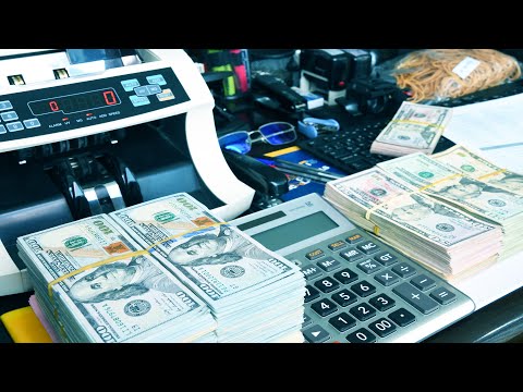 Office ASMR: 100,000$ Cash Money-Sorting-Counting-Strapping-Counter Machine-Stacks of 100$-Typing