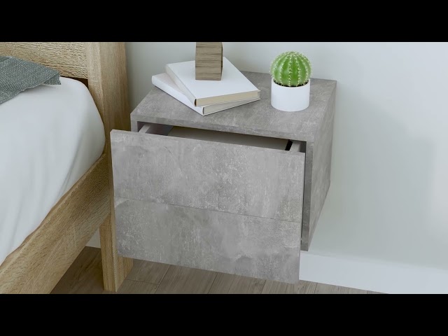 Video teaser per 801062 vidaXL Bedside Cabinets 2 pcs Concrete Grey 40x30x30 cm Engineered Wood