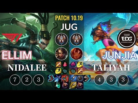 T1 Ellim Nidalee vs EDG JunJia Taliyah Jungle - KR Patch 10.19