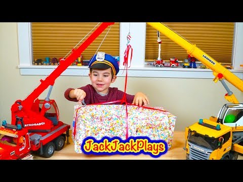 Unboxing Police Car with Cranes! | Bruder Toy Trucks and 'Cops & Robbers' Story | JackJackPlays