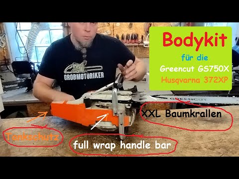 Greencut GS750X Part 5: Body kit with tank protection, XXL tree claws & full wrap handle (also fo...
