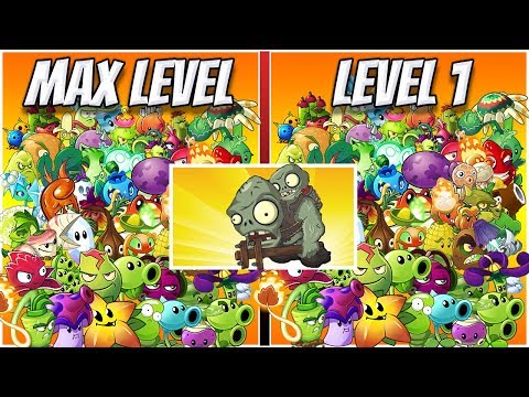 Plants vs Zombies 2 Epic Hack - All Plants Max Level vs Level 1 Power UP vs Big Head Gargantuars