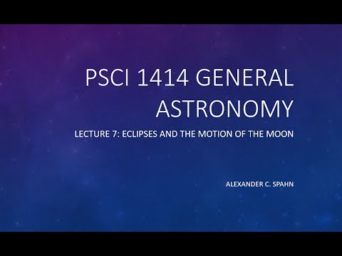 General Astronomy: Lecture 7 - Eclipses and the Motion of the Moon