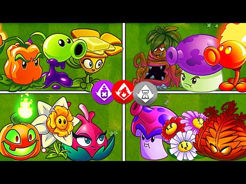Random 4 Team Plants Poison + Fire + Contain - Who Will Win? - PvZ2 Team Plants Battles
