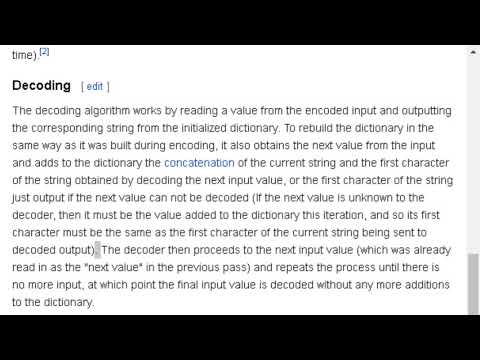 WIKIPEDIA : LZW Compression ( Lempel–Ziv–Welch )