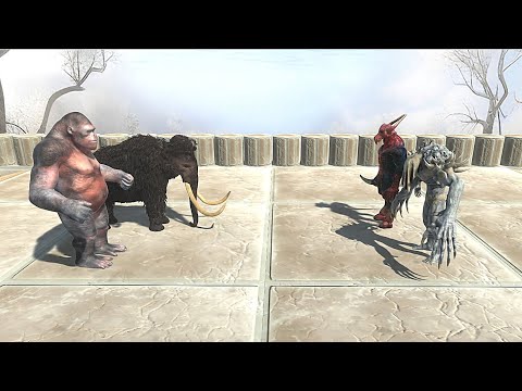 GORO WITH WOOLLY MAMMOTH VS BOSS & MINIBOSS - Animal Revolt Battle Simulator