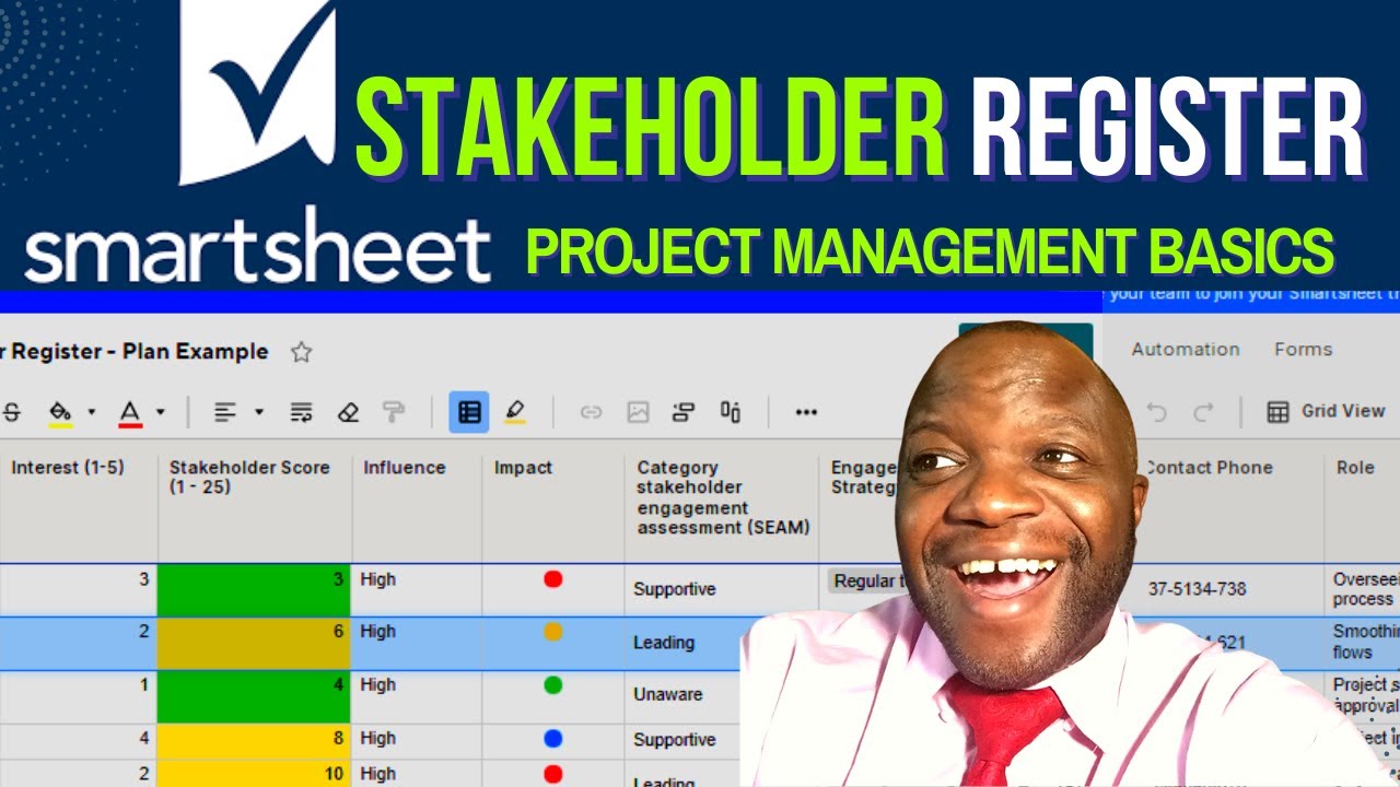 Create a Stakeholder Register & Stakeholder Engagement Plan #1 (Smartsheet Project Management )