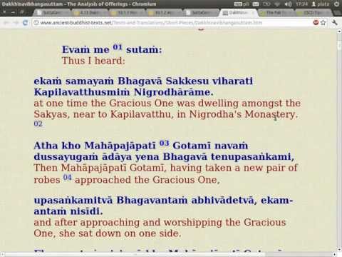 Sutta Class - MN142 Dakkhina Vibhanga Sutta (Where Mahapajapati tries to give a robe to the Buddha)