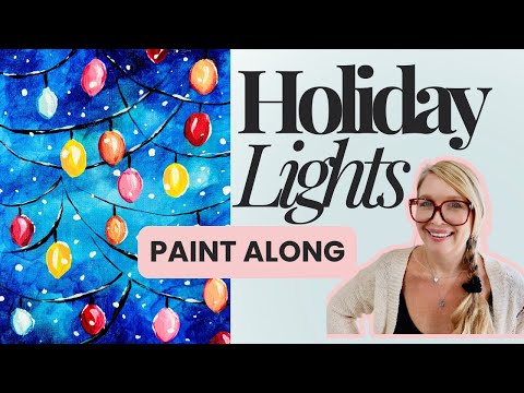 EASY Christmas Lights 💡: Acrylic Painting Tutorial for Absolute Beginners (No Drawing Needed!)