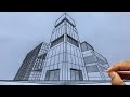 How to Draw Using Three-Point Perspective: Buildings Drawing Step by Step