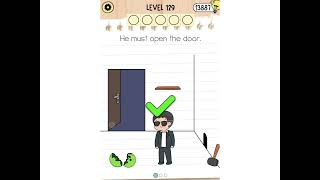 Brain Test 5 Level 129: He must open the door Walkthrough