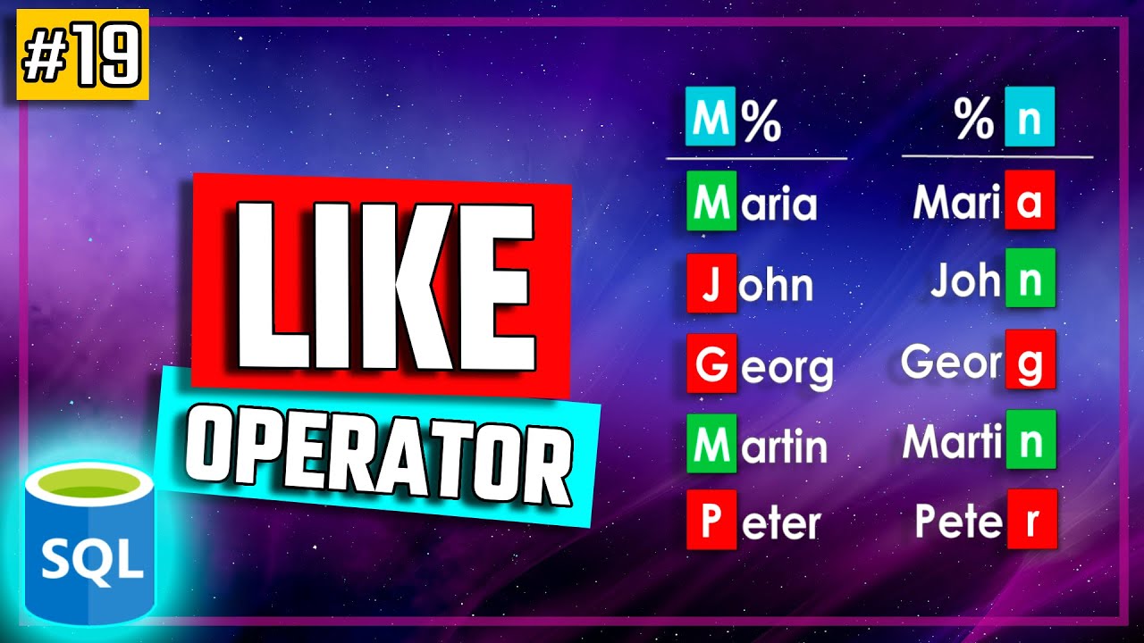 SQL Like Operator - Searching and Filtering Data - SQL Tutorial #19