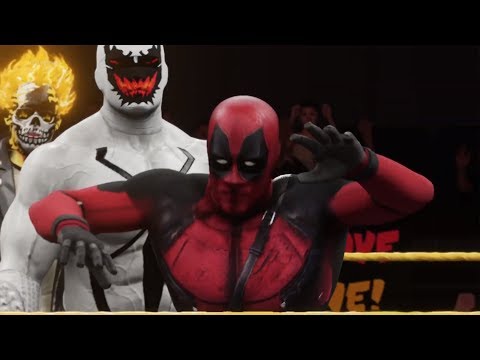 Bruce Lee & Jackie Chan vs. Deadpool & Anti-Venom & Ghost Rider (WWE 2k18) - CPU vs. CPU 💯 🐲