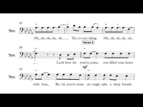 Trombone - "Try Everything" - Shakira Sheet Music, Chords, and Vocals