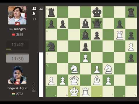 Arjun Erigaisi VS Bu Xiangzhi. 0-1. 2022 hainan danzhou grandmaster tournament ROUND 07