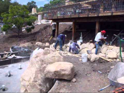 Tropical Garden Pond Waterfall Construction Pictures