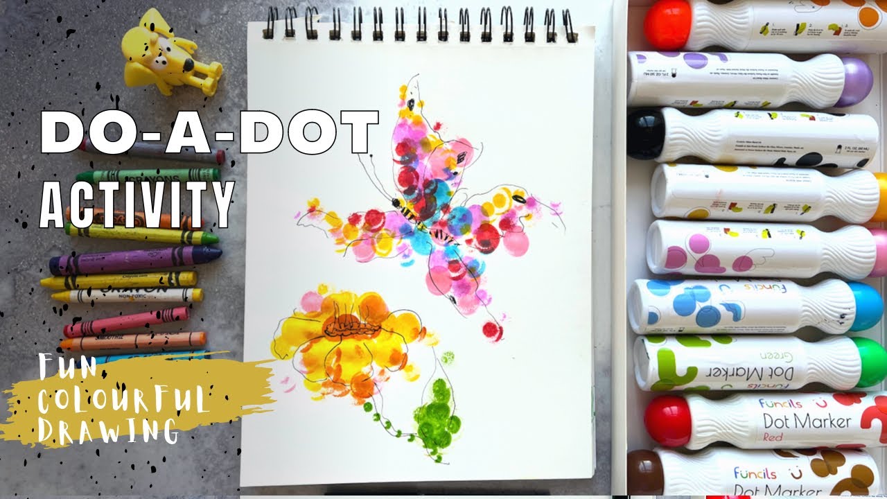 DOT markers Creative Idea | Simple drawing with children | How to draw do-a-dot butterfly