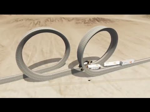 Impossible Double Loop Rail Tracks Vs Trains Crossing Giant Pit - BeamNG.railstracks travel