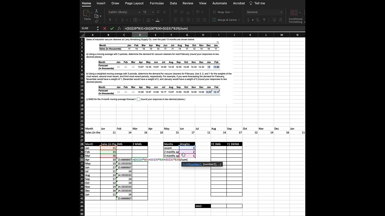 Quiz 3_MAD calculation_Forecasting Comparison