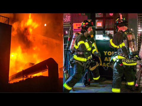 **FIRST DUE ARRIVAL 5th ALARM!** Bystanders IN THE WAY!! HEAVY FIRE Thru-out Commercial [Box 358]