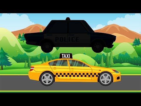 Mașina de Poliție, Excavatorul, Camionul - Alege Silueta - desene pentru copii