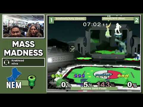 Mass Madness 43 SSBM - Arty/bonfire10 (Green) vs. Shmeeli/AVG (Blue) - Melee Doubles WSF