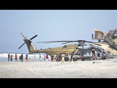 CRAZY Military Helicopter lands on the beach