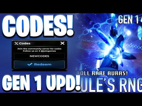 *🎉 GEN 1* NEW! ALL WORKING GEN 1 UPDATE CODES FOR JULES RNG! ROBLOX JULES RNG CODES