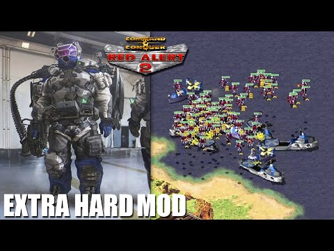 Red Alert 2 | Extra Hard Mod | Rocketeers versus Naval fleet of the Brutal Ai