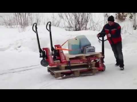 Logitrans Panther Silent operating in snow with a 300kg load