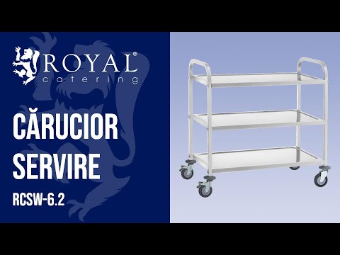 video - Cărucior Servire - Oțel inoxidabil - 3 nivele - Până la 150 kg - 2 frâne
