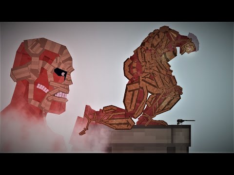 The Colossal Titan and The Armored Titan Breaking the wall in People Playground