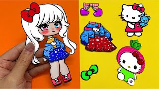 [papertoys] Hello Kitty x Baby Hello Kitty so cute ~ ASMR ~ Handmade #sticker #toys #hellokitty