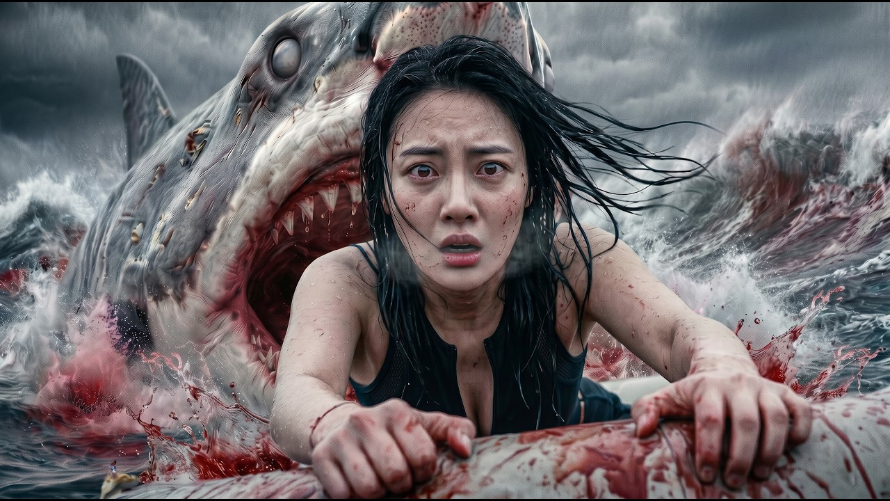 Disaster Action: Bikini beauty trapped at sea, becomes a bloody feast for a killer shark!