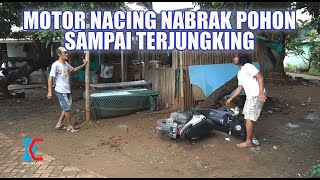 Download lagu A motorcycle crashed into a tree and overturned. mp3