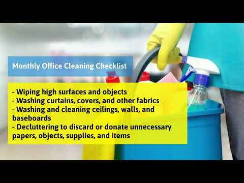 Detailed office cleaning checklist : Daily, Weekly and Monthly
