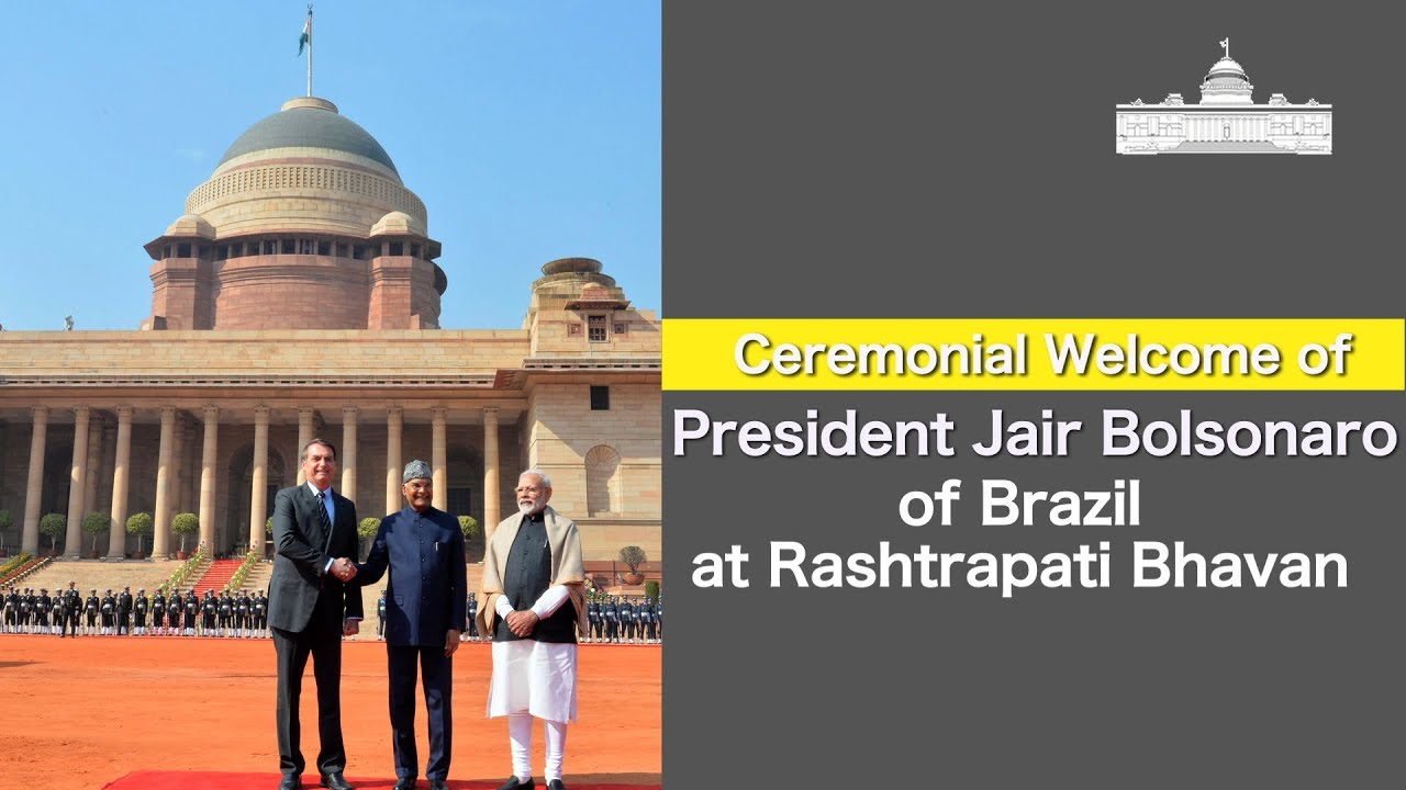 Ceremonial Welcome of President Jair Bolsonaro of Brazil at Rashtrapati Bhavan