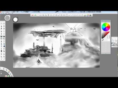 “Airport” Sci-Fi Landscape Speedpaint